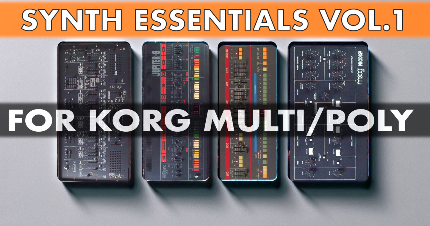 Synth Essentials Vol.1 - a Korg Multi/Poly Synthesizer Soundpack, Soundset, Patches. MultiPoly sounds, Multi/Poly sounds, presets, downloads