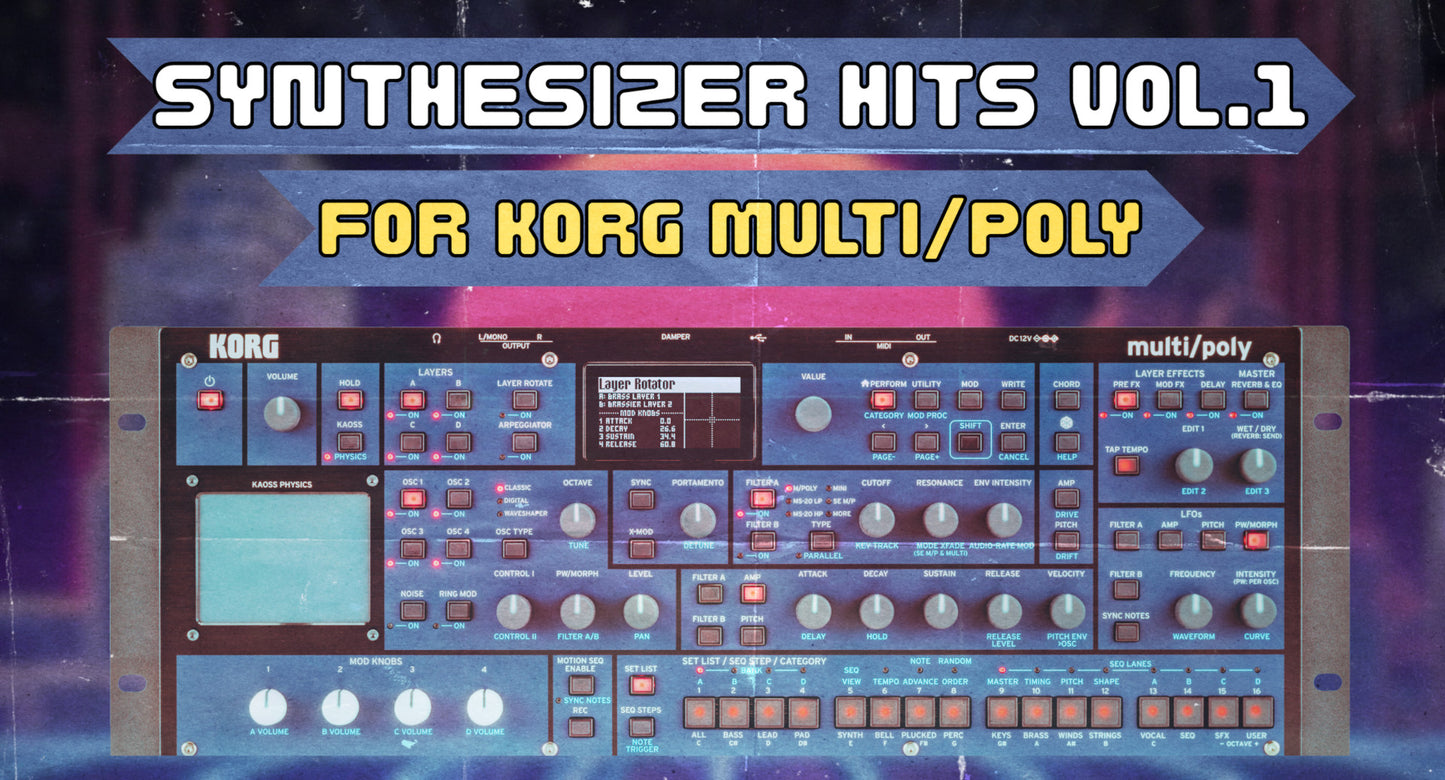 Synthesizer Hits Vol.1 - a Korg Multi/Poly Synthesizer Soundpack, Soundset, Patches, multipoly sounds, multi/poly sounds
